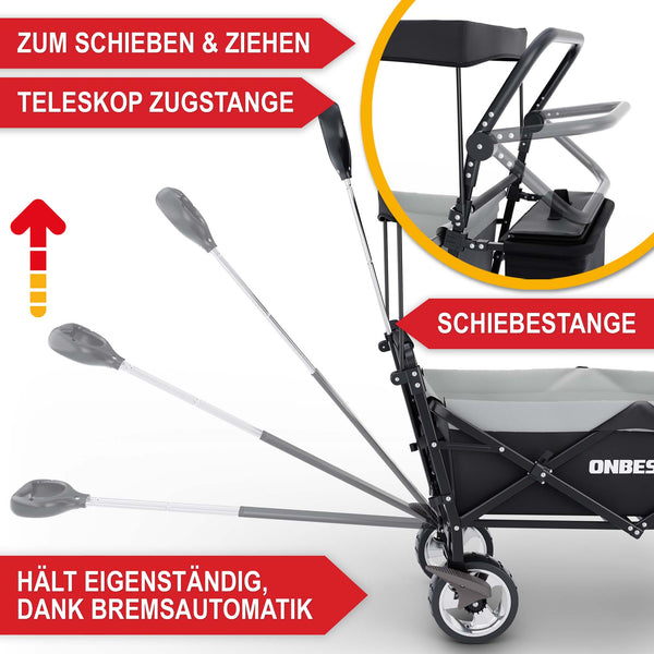 Faltbarer Bollerwagen mit Dach Schwarz