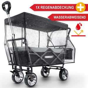 Faltbarer Bollerwagen mit Dach Schwarz