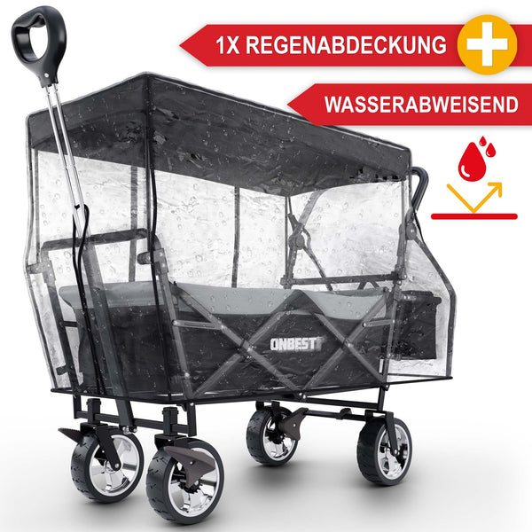 Faltbarer Bollerwagen mit Dach Schwarz