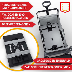 Faltbarer Bollerwagen mit Dach Schwarz