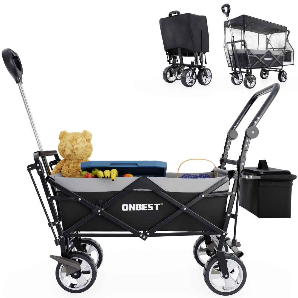 Foldable wagon with canopy, black