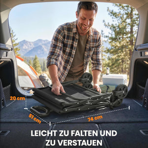 Bollerwagen faltbar mit verstellbarem Griff und Getränkehalter schwarz