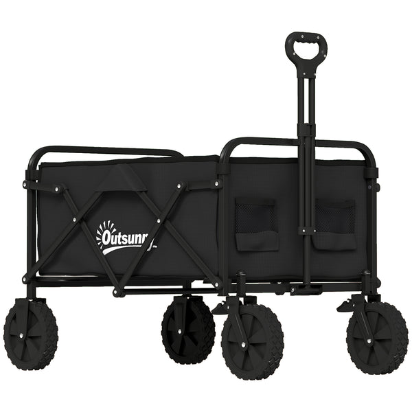 Bollerwagen faltbar mit verstellbarem Griff und Getränkehalter schwarz