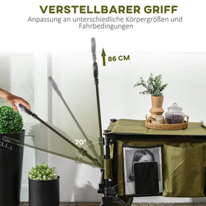 Bollerwagen klappbar mit Seitentaschen und Griff bis 120kg grün