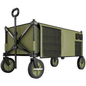 Bollerwagen klappbar mit Seitentaschen und Griff bis 120kg grün