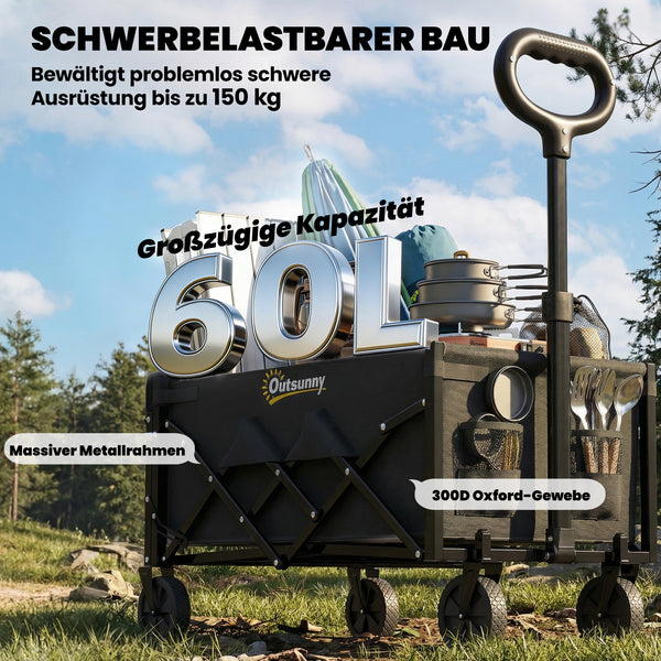 Bollerwagen faltbar für Garten und Transport mit Teleskopgriff