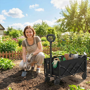 Bollerwagen faltbar für Garten und Transport mit Teleskopgriff