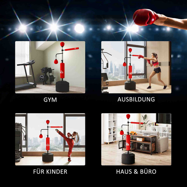 Boxsackständer für Boxtraining freistehend höhenverstellbar rot
