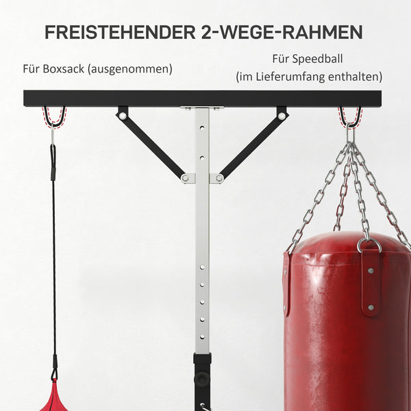 Boxsackständer mit Speedball höhenverstellbar aus Metall schwarz