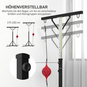 Boxsackständer mit Speedball höhenverstellbar aus Metall schwarz