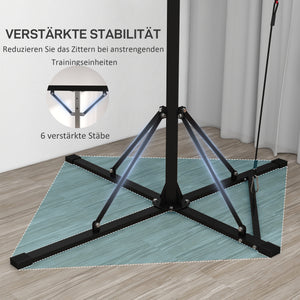 Boxsackständer mit Speedball höhenverstellbar aus Metall schwarz