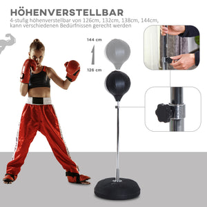 Boxset mit höhenverstellbarem Punchingball und Boxhandschuhen