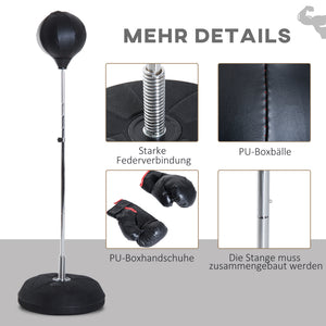 Boxset mit höhenverstellbarem Punchingball und Boxhandschuhen
