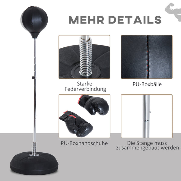 Boxset mit höhenverstellbarem Punchingball und Boxhandschuhen