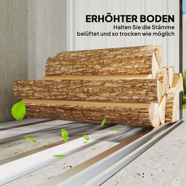 Brennholzunterstand Holzunterstand mit Schrägdach und Boden 150x67x150cm Stahl