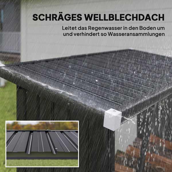 Brennholzunterstand Holzunterstand mit Schrägdach und Boden 150x67x150cm Stahl