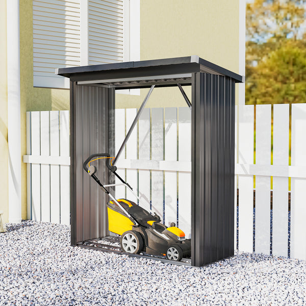 Brennholzunterstand Holzunterstand mit Schrägdach und Boden 150x67x150cm Stahl