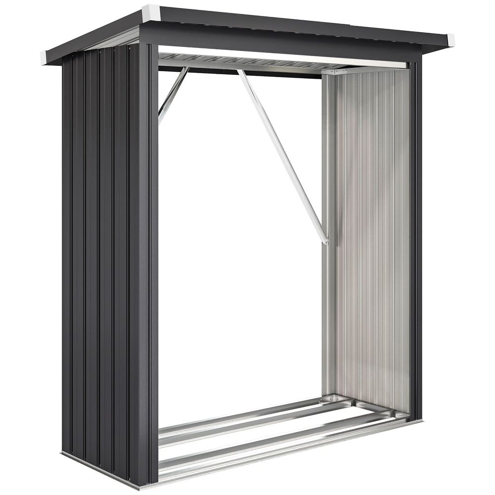 Brennholzunterstand Holzunterstand mit Schrägdach und Boden 150x67x150cm Stahl