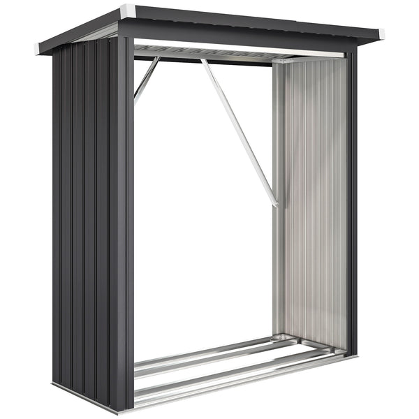 Brennholzunterstand Holzunterstand mit Schrägdach und Boden 150x67x150cm Stahl