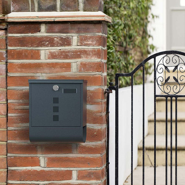Mailbox with viewing window, grey