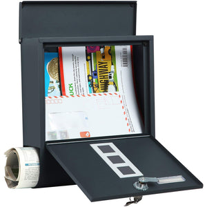 Mailbox with viewing window, grey