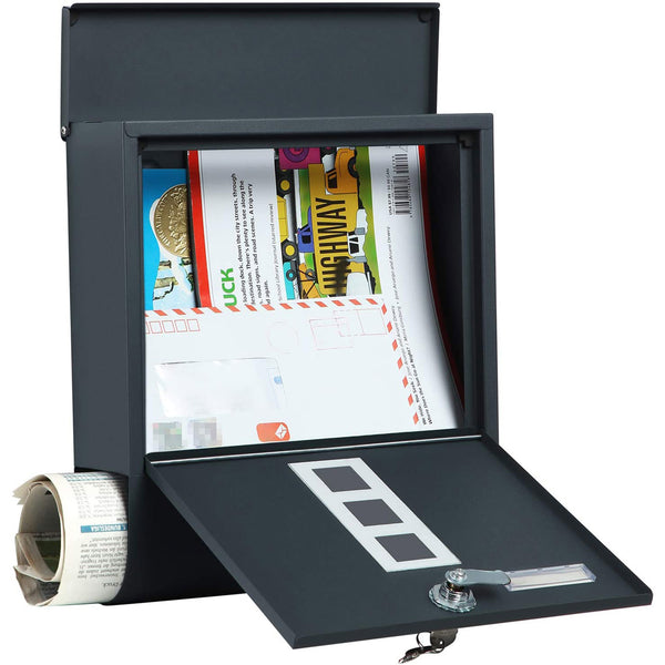 Mailbox with viewing window, grey