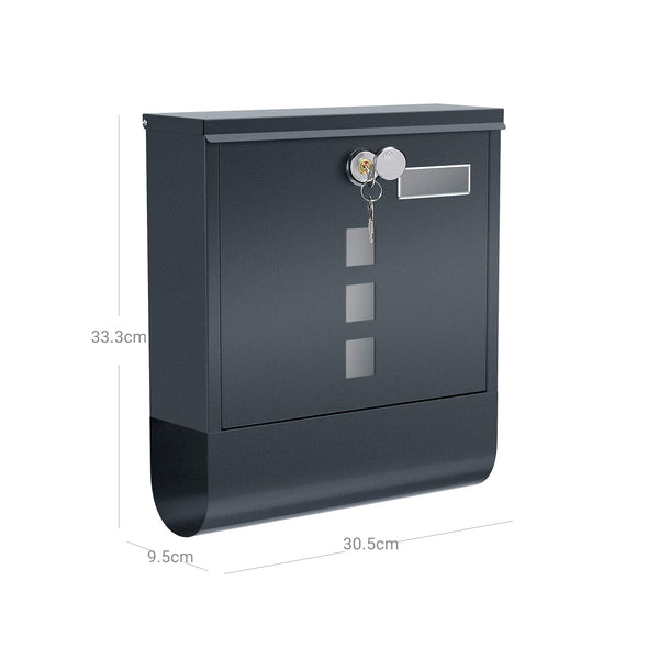 Mailbox with viewing window, grey