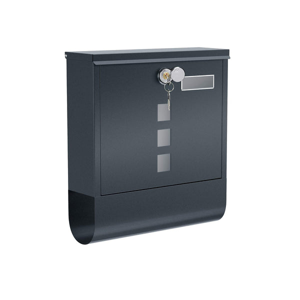 Mailbox with viewing window, grey