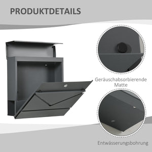 Briefkasten wetterfest mit Schloss aus Stahl grau