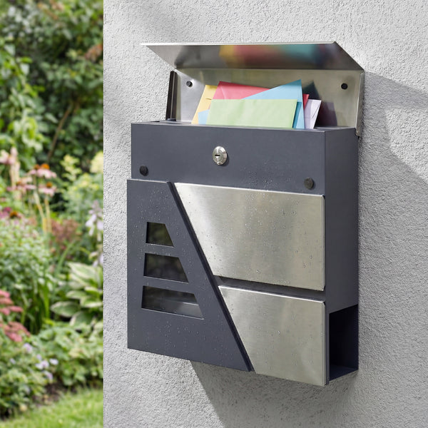 Briefkasten wetterfest mit Zeitungshalter Schlüssel Wandmontage
