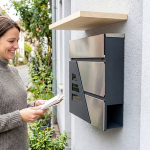 Briefkasten wetterfest mit Zeitungshalter Schlüssel Wandmontage