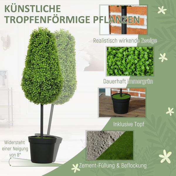 Buchsbaum Pflanzen Kunstpflanze 2er Set im Topf für Dekoration 90cm