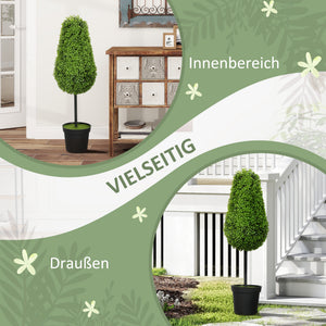 Buchsbaum Pflanzen Kunstpflanze 2er Set im Topf für Dekoration 90cm