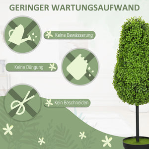 Buchsbaum Pflanzen Kunstpflanze 2er Set im Topf für Dekoration 90cm