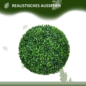 Set di 2 palline di bosso con protezione UV, piante artificiali, verde