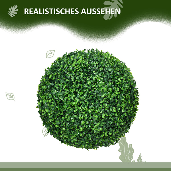 Set di 2 palline di bosso con protezione UV, piante artificiali, verde
