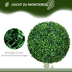 Set di 2 palline di bosso con protezione UV, piante artificiali, verde