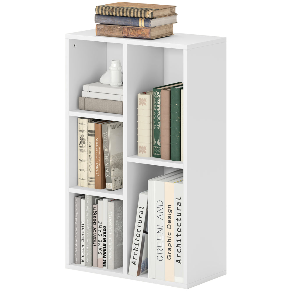 Bücherregal Aufbewahrungsregal mit 2 Ebenen und 5 Fächern weiss