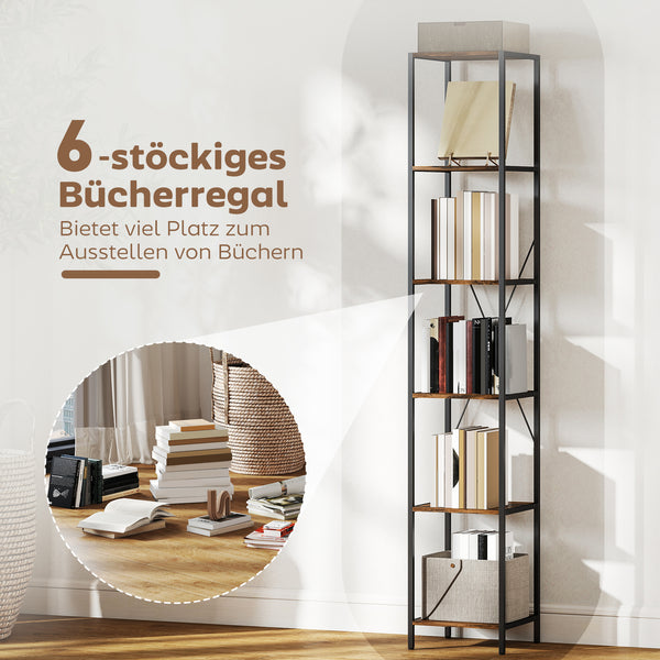 Bücherregal 2er Set mit 6 Ebenen für Wohnzimmer und Büro Stahl