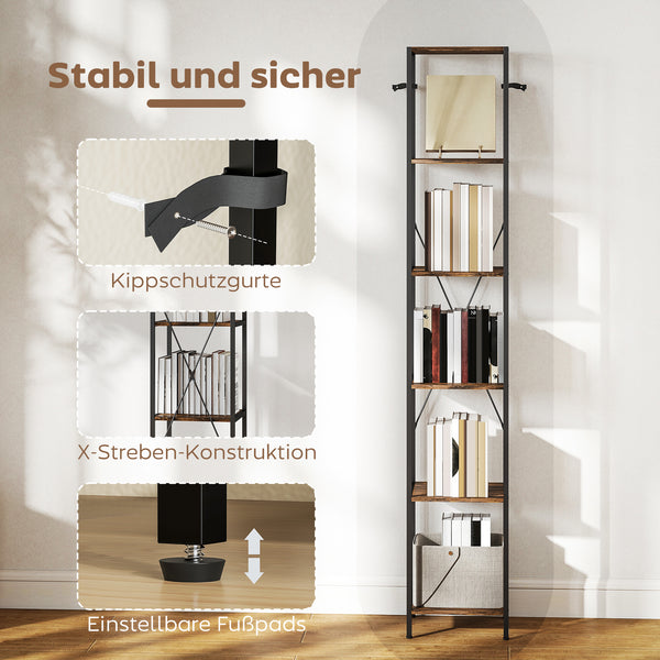 Bücherregal 2er Set mit 6 Ebenen für Wohnzimmer und Büro Stahl