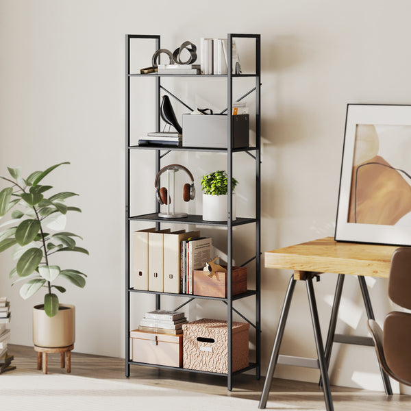 Bücherregal Standregal mit 5 Ebenen für Wohnzimmer Büro Metall