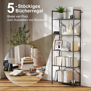 Bücherregal Standregal mit 5 Ebenen für Wohnzimmer Büro Metall