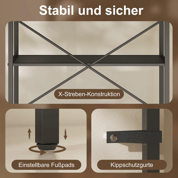 Bücherregal Standregal mit 5 Ebenen für Wohnzimmer Büro Metall