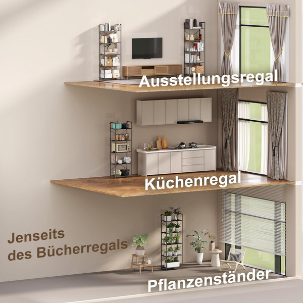Bücherregal Standregal mit 5 Ebenen für Wohnzimmer Büro Metall