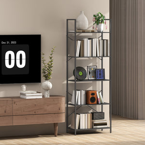 Bücherregal Standregal mit 5 Ebenen für Wohnzimmer Büro Metall