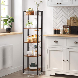 Bücherregal Standregal 5-Ebenen Industriestil Stahl Braun Schwarz