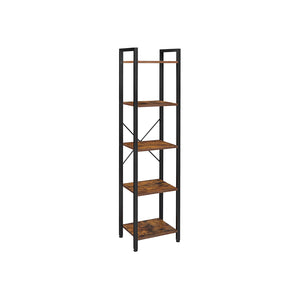 Bücherregal Standregal 5-Ebenen Industriestil Stahl Braun Schwarz