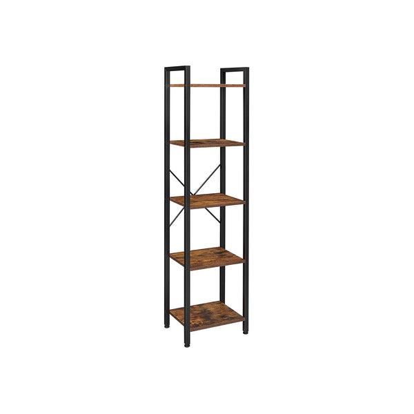 Bücherregal Standregal 5-Ebenen Industriestil Stahl Braun Schwarz