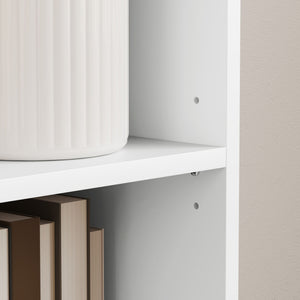 Bücherregal mit 5 Fächern und verstellbaren Böden aus Holz weiss