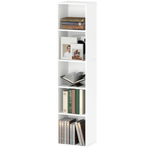 Bücherregal mit 5 Fächern und verstellbaren Böden aus Holz weiss